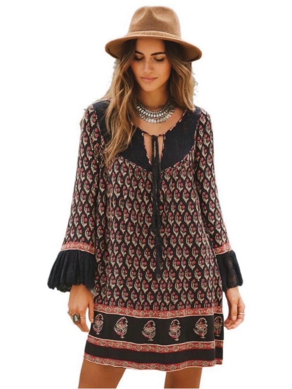 Free People Nomad Child Bell Sleeve Boho Babydoll Dress XS